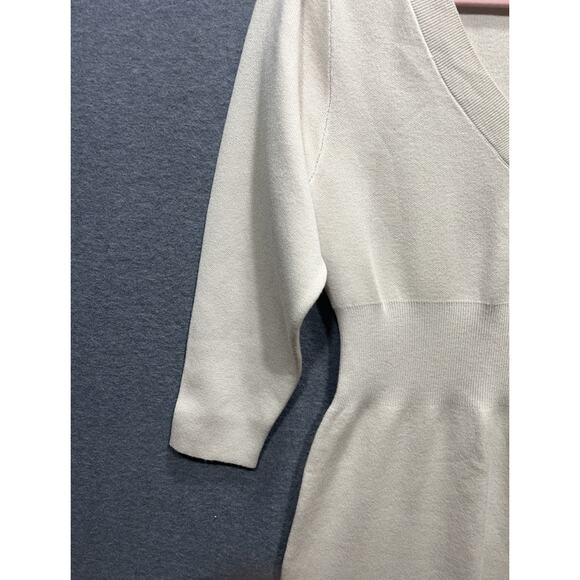 Modern Citizen Off Shoulder V Neck Sweater Knit Midi Dress Beige Sz S NWOT $169 - Picture 6 of 14